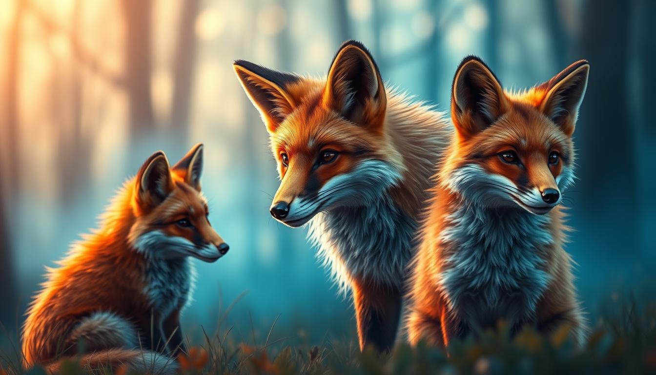 digital enhancement of drawing foxes