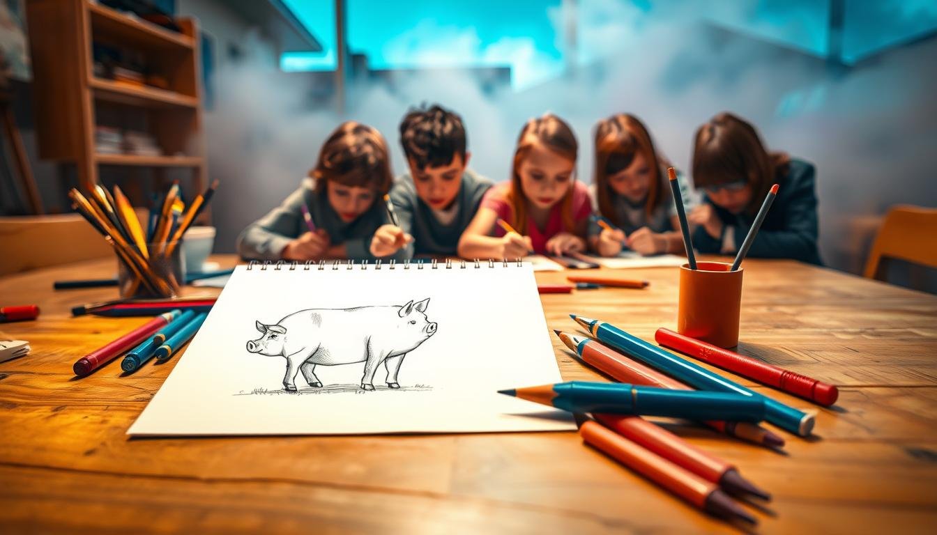 pig drawing art lessons